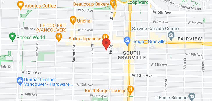 map of 1101 1633 W 10TH AVENUE